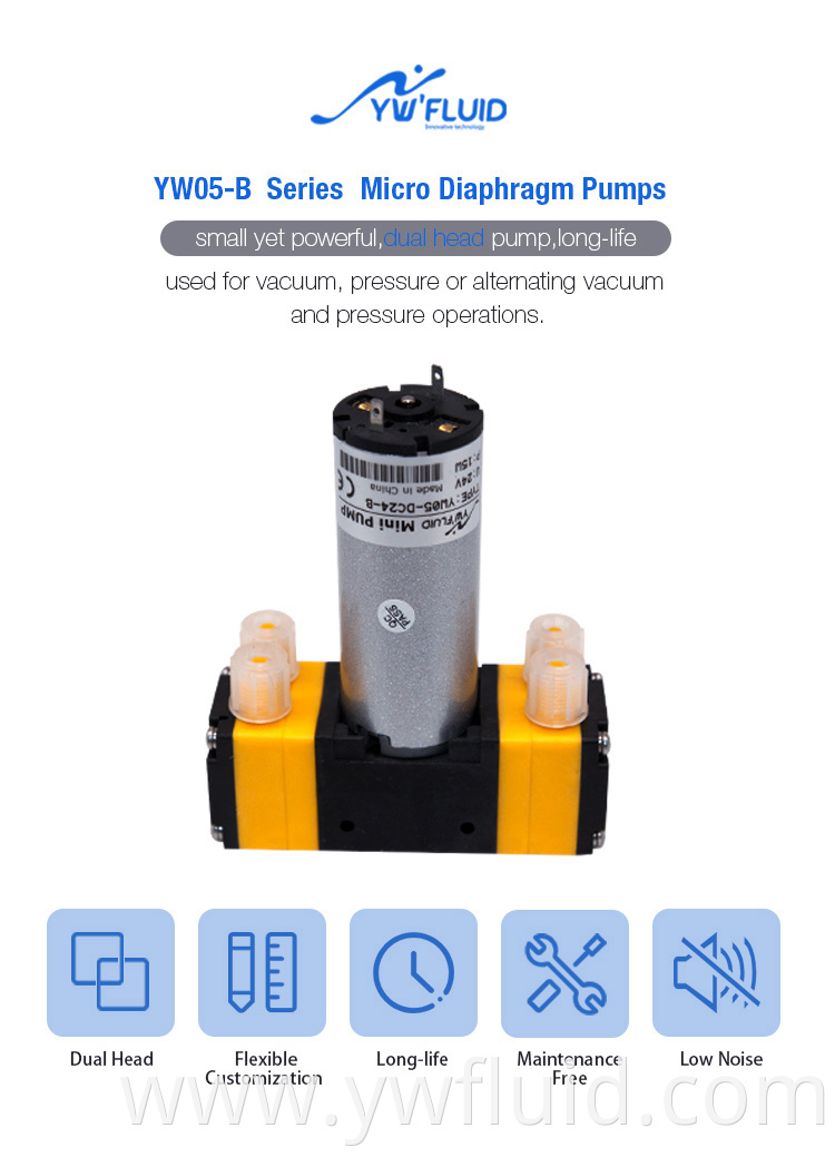 YW05-B-DC 12V 24V Micro Brush Diaphragm Pump Household 1200ml/min Fish Tank Aeration Pump Oxygen Pump 4L/min